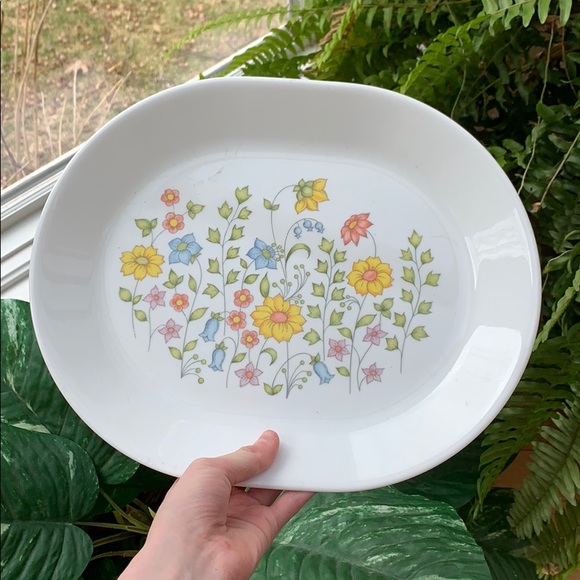 Vintage 70s Corelle Spring Meadow Serving Platter, Floral Oval Platter - Picture 7 of 7